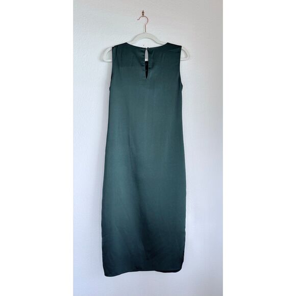 Marina Moscone x RTR Green Satin Sleeveless Satin Drape Tunic in Forest Green 2 - Picture 8 of 13